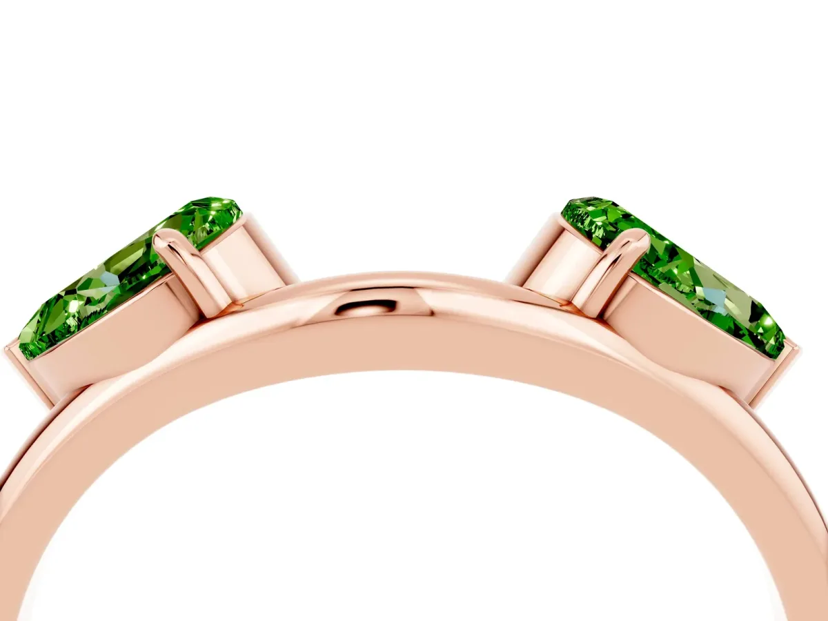 Two-Stone Pear Peridot Bypass Ring with Prong Setting Rose gold