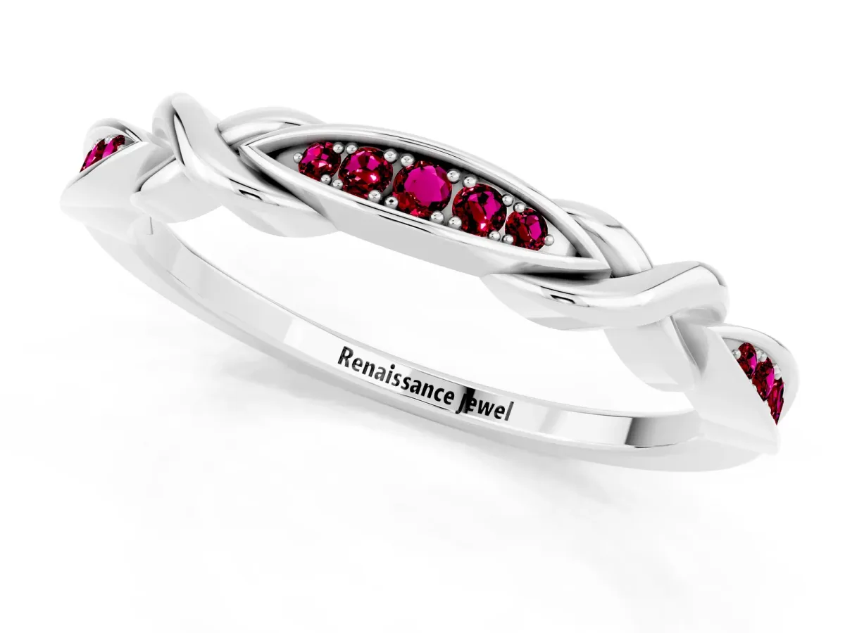 Twisted Marquise Garnet Pavé Band with Shared Prong Setting White gold