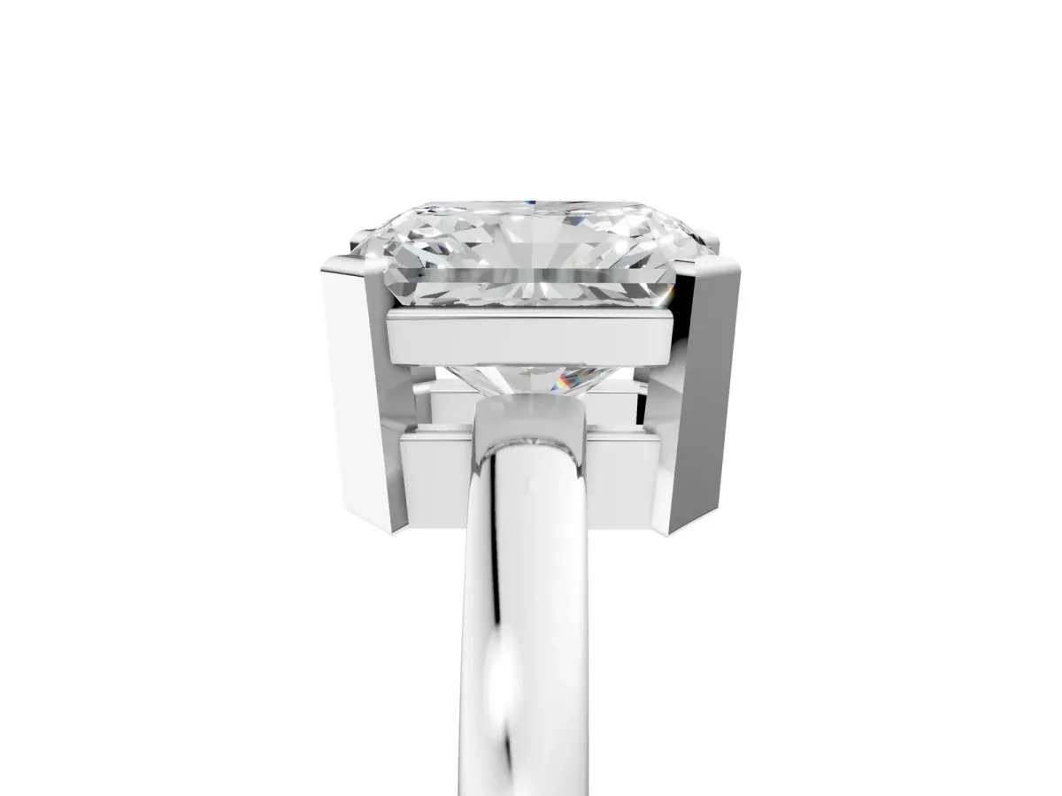 Radiant Cut Cut Solitaire Ring with Four-Prong Setting and Classic Band Platinum