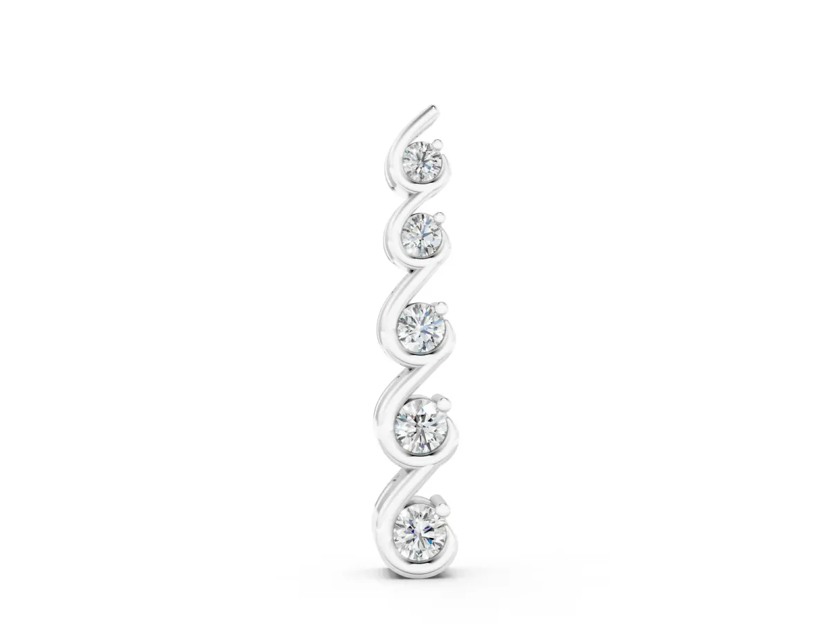 Round Diamond S-Curve Prong Pendant Silver