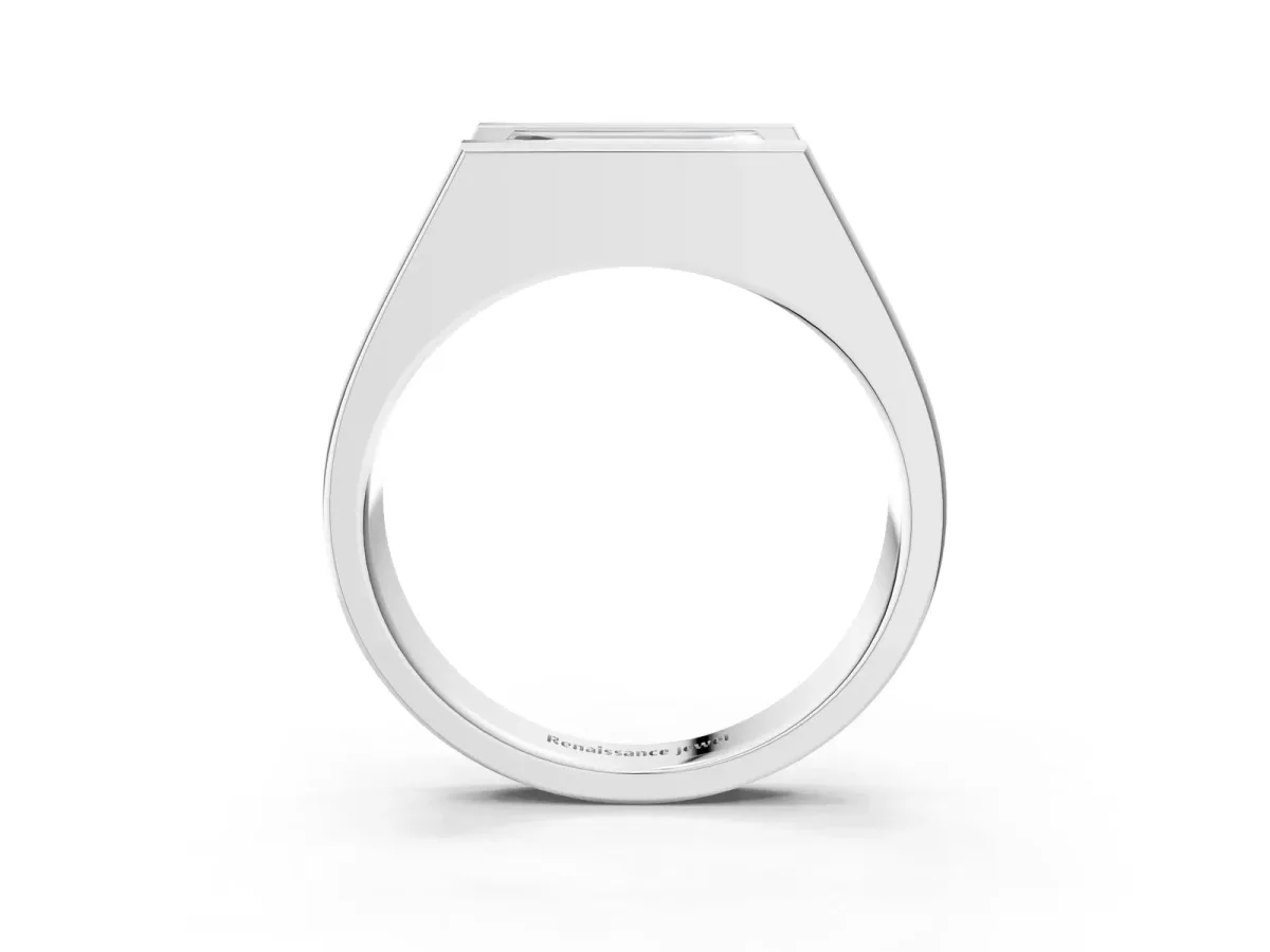 Baguette Diamond Geometric Solitaire Ring Platinum