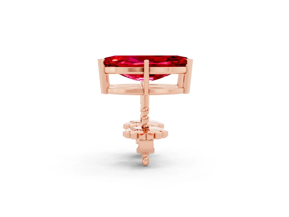 Marquise Cut Ruby Stud Earrings Rose gold