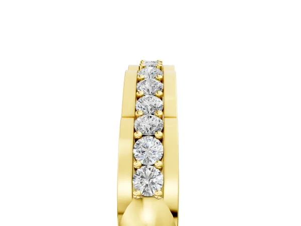 Round Cut Diamond Channel Set White Gold Band Yellow gold