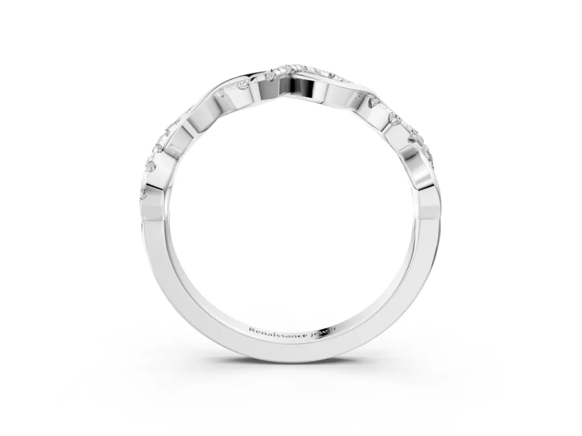 Twist Infinity Round Diamond Band with Pavé Setting Platinum