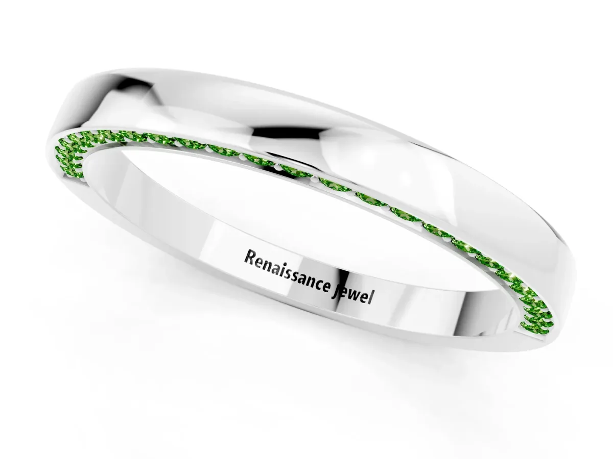 Pavé Round Peridot Channel Set Band Platinum