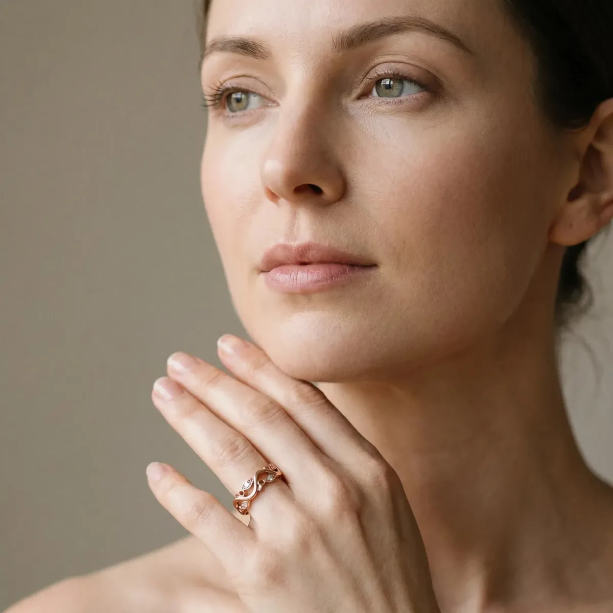 Marquise Diamond Vine Eternity Band with Bezel Setting Rose gold