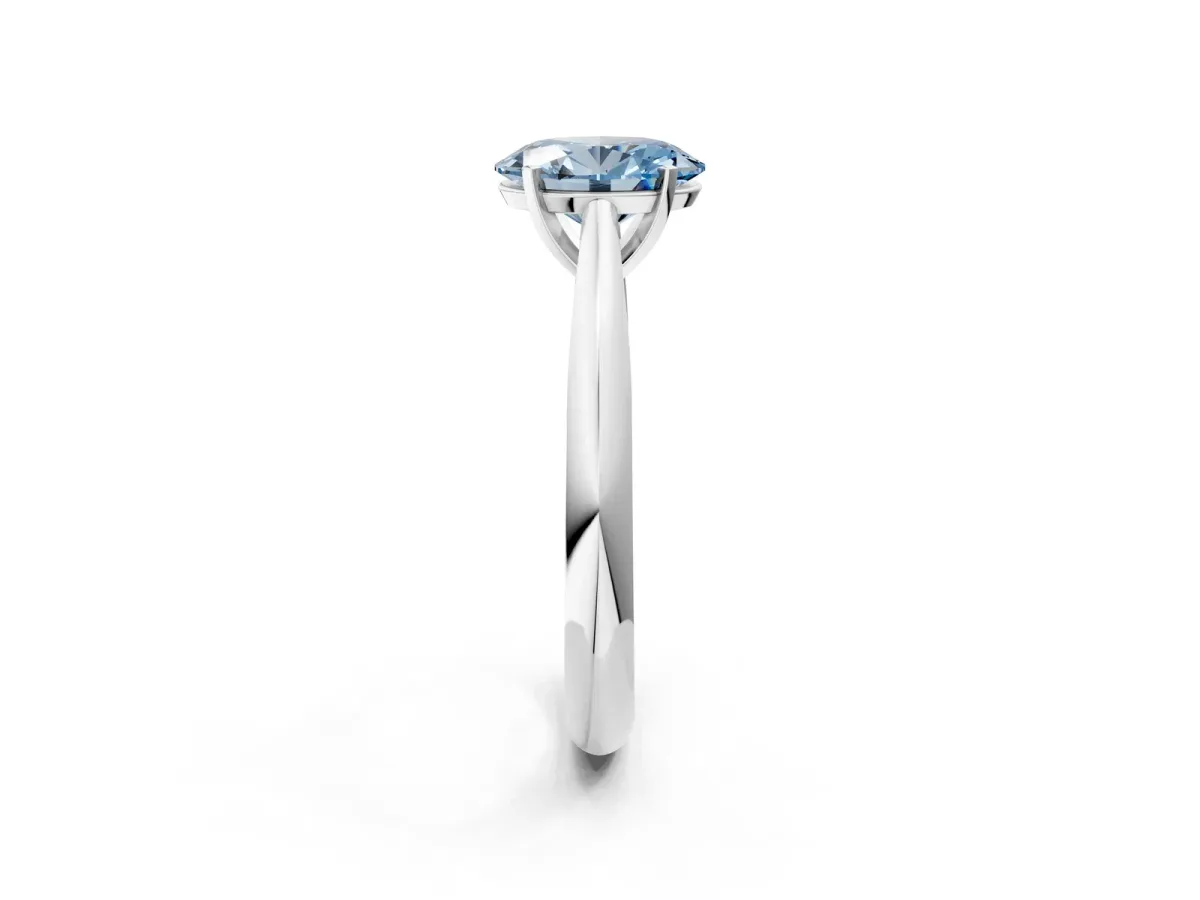 Fancy Blue Oval Cut Diamond Solitaire Engagement Ring with Cathedral Setting and Four-Prong Mount Platinum
