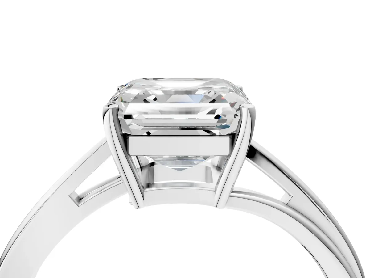Asscher Cut Cut Solitaire Twist Band Ring with Four-Prong Setting Platinum