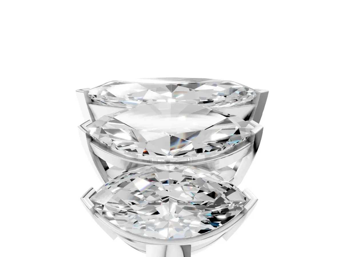 Five-Stone Marquise Diamond Prong Set White Gold Band Silver