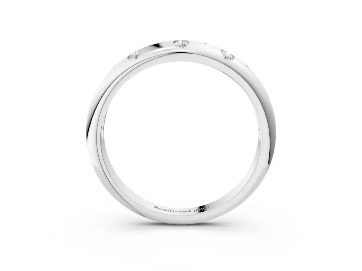 Round Diamond Flush-Set Comfort Fit Band White gold