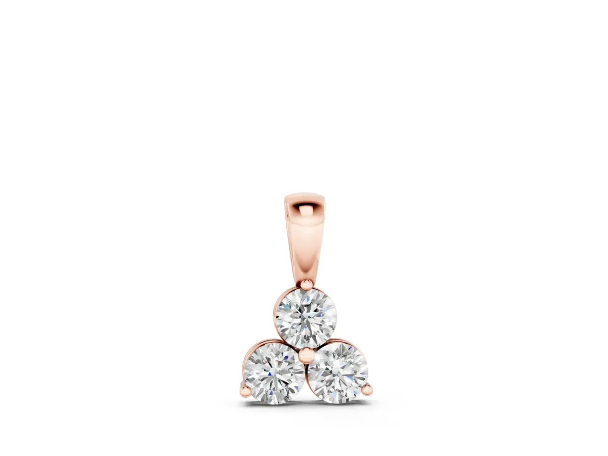 Triangular Cluster Round Diamond Prong Pendant Rose gold