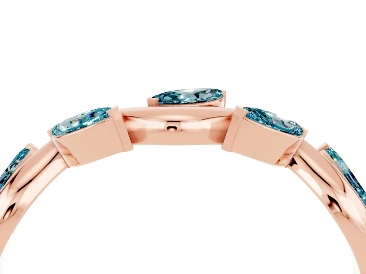 Marquise Blue Topaz Twisted Band with Prong Setting Rose gold