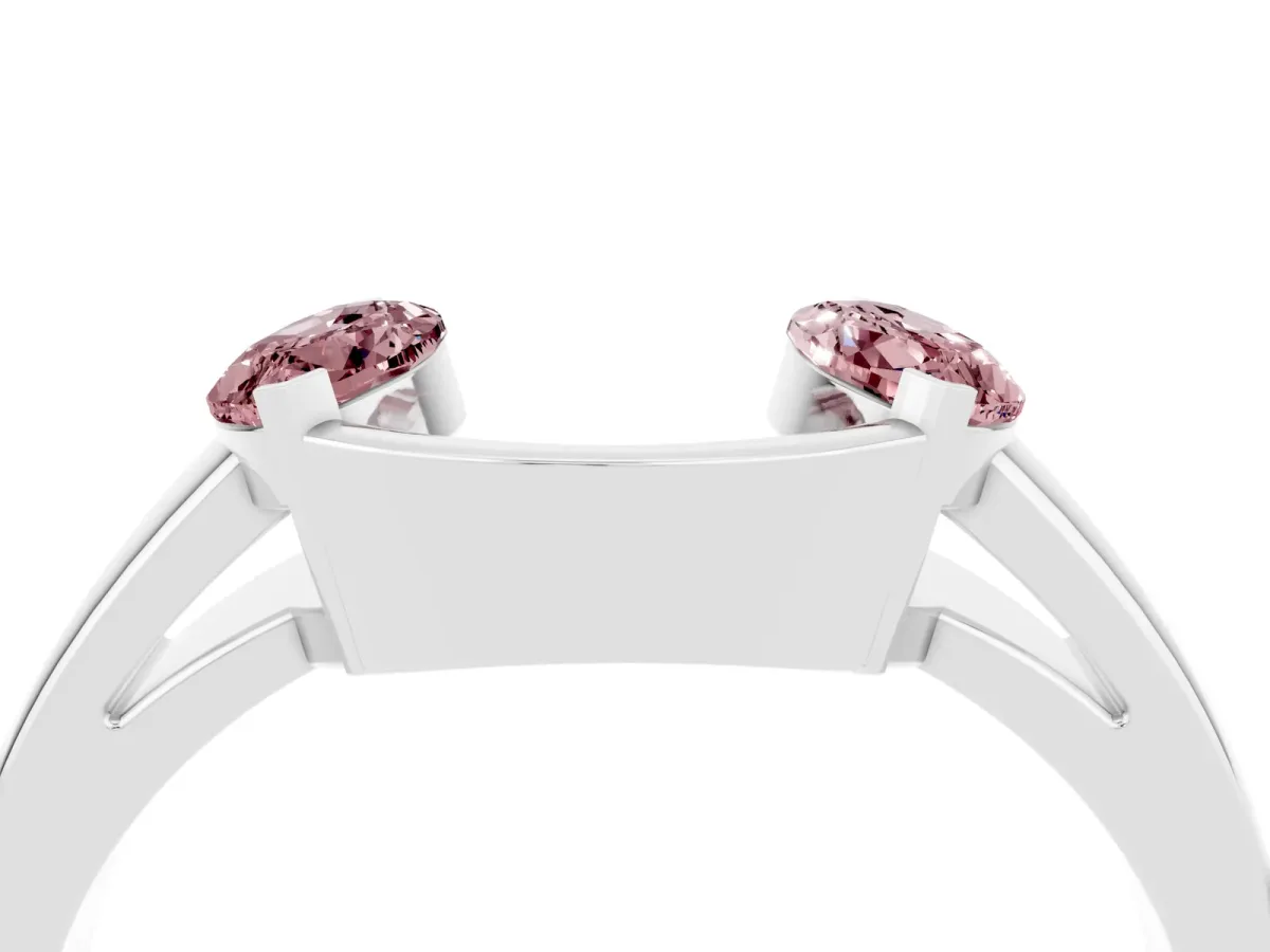 Marquise Morganite Open Band Ring with Tension Setting Silver