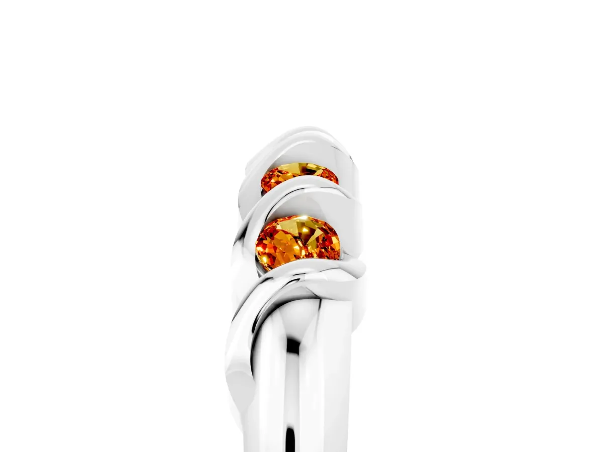 Round Citrine Eternity Band with Twist Prong Setting Platinum