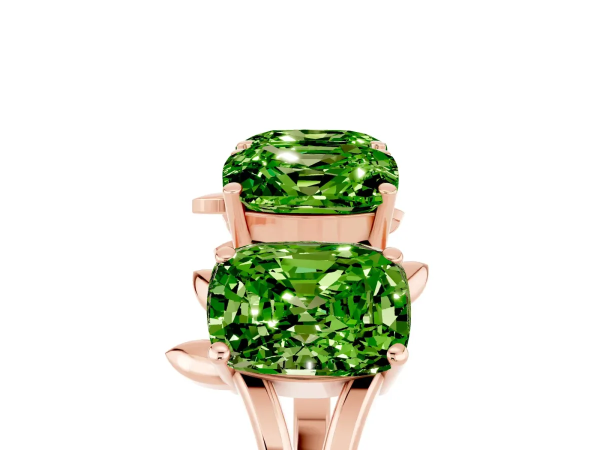 Emerald Cut Peridot Prong-Set Half Eternity Band Rose gold