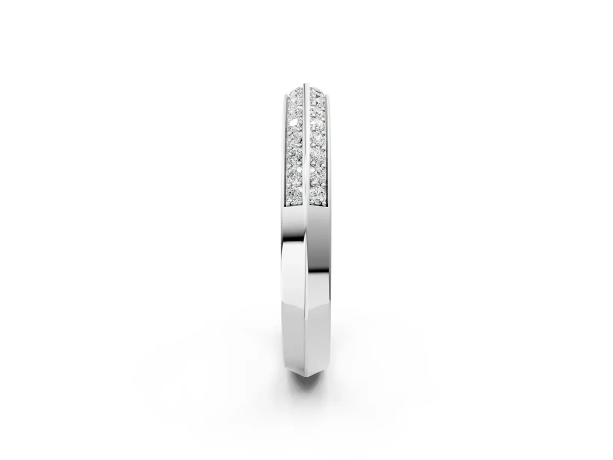 Double Row Round Diamond Channel Set Eternity Band Silver