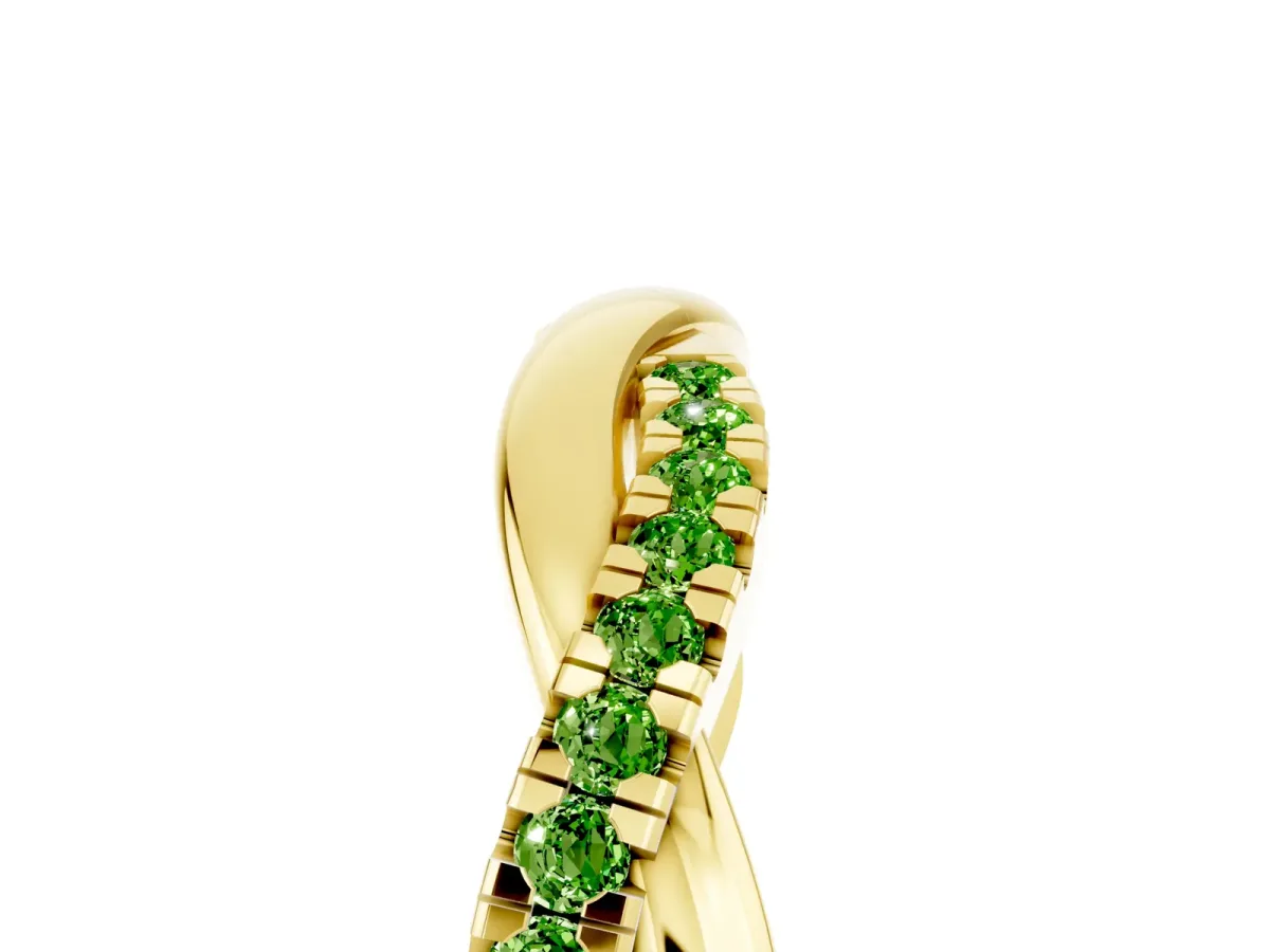 Round Peridot Twisted Infinity Band with Prong Setting Yellow gold