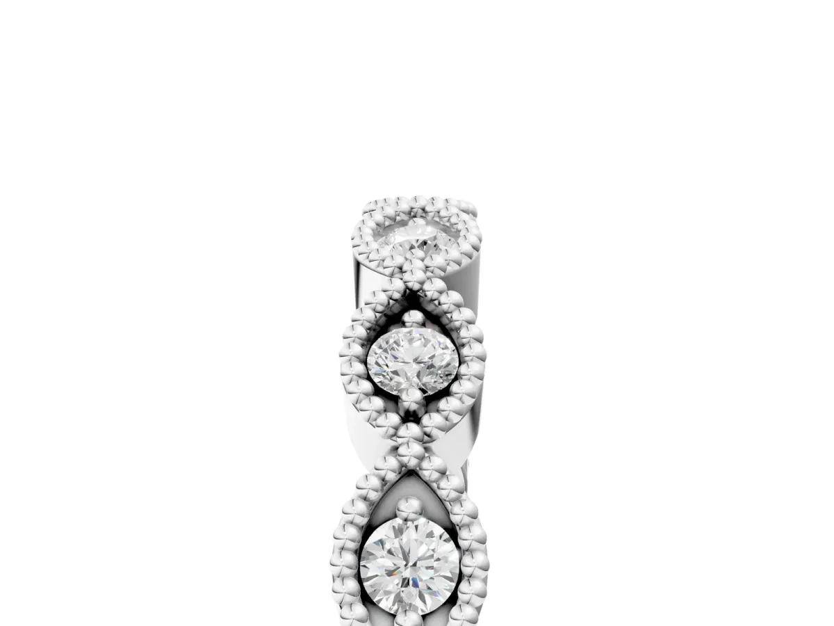 Milgrain Marquise Diamond Half Eternity Band with Bezel Setting Platinum