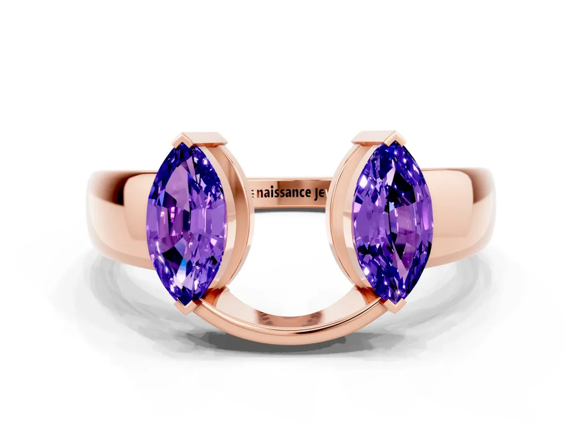 Marquise Tanzanite Open Band Ring with Tension Setting Rose gold