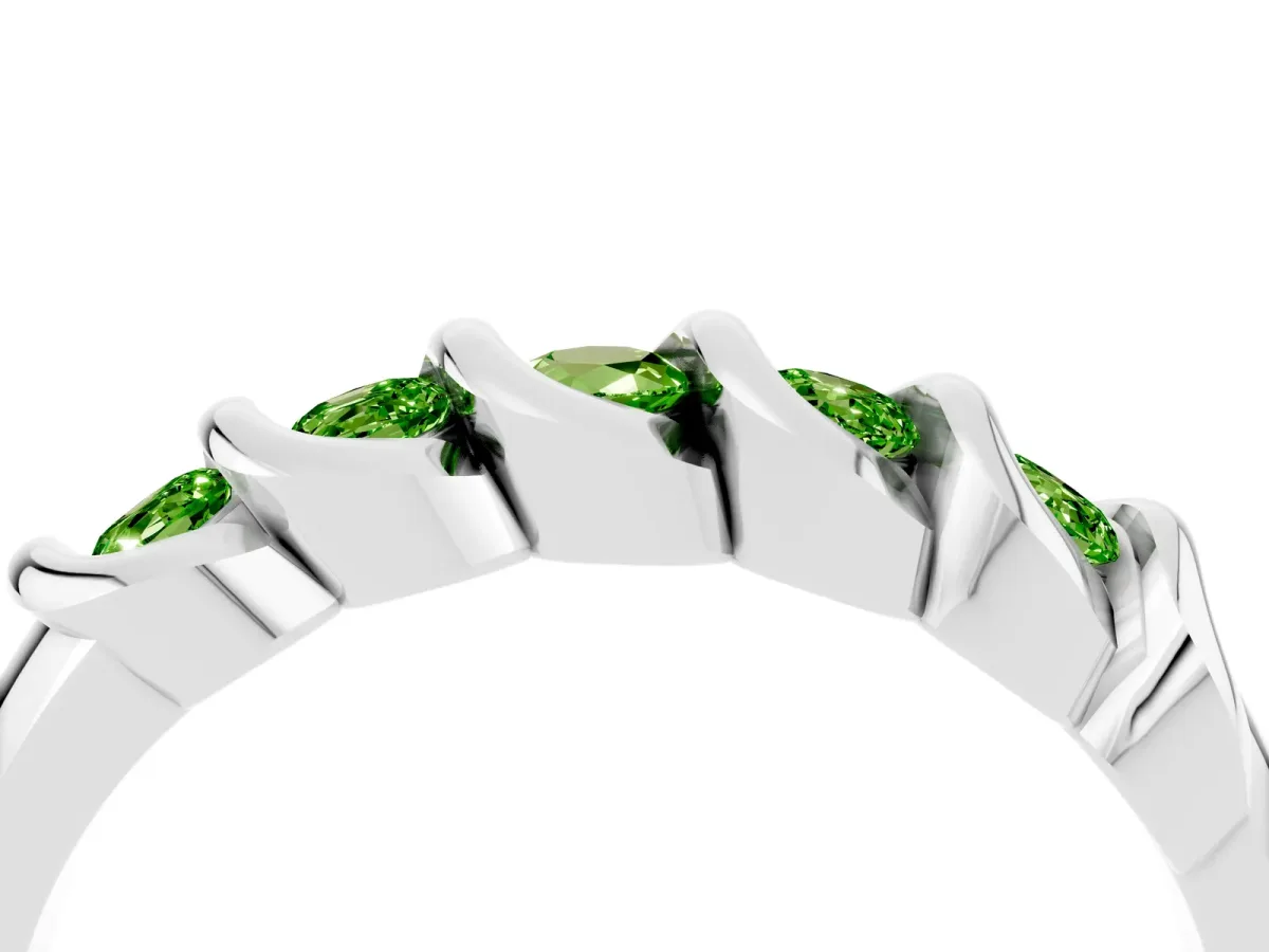 Round Peridot Eternity Band with Twist Prong Setting Silver