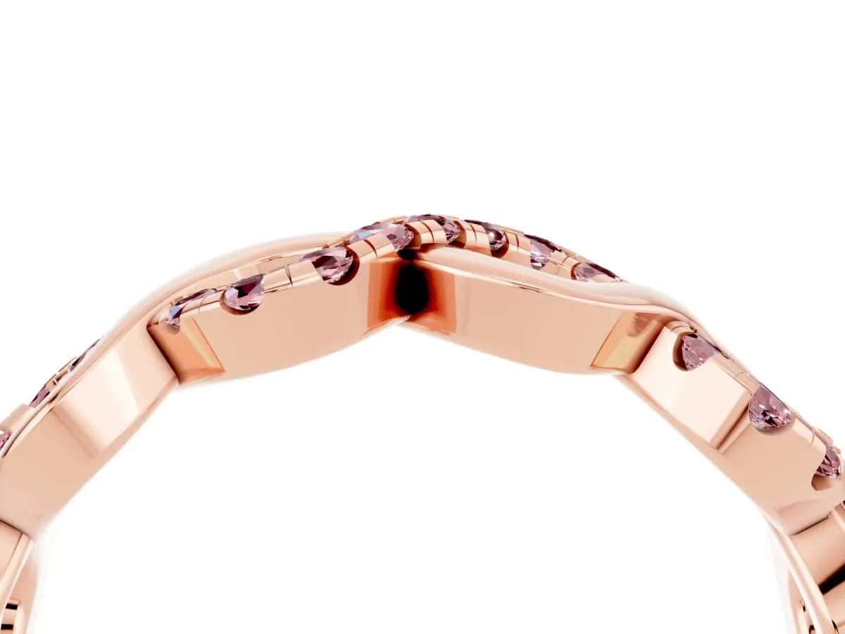 Twist Infinity Round Morganite Band with Pavé Setting Rose gold