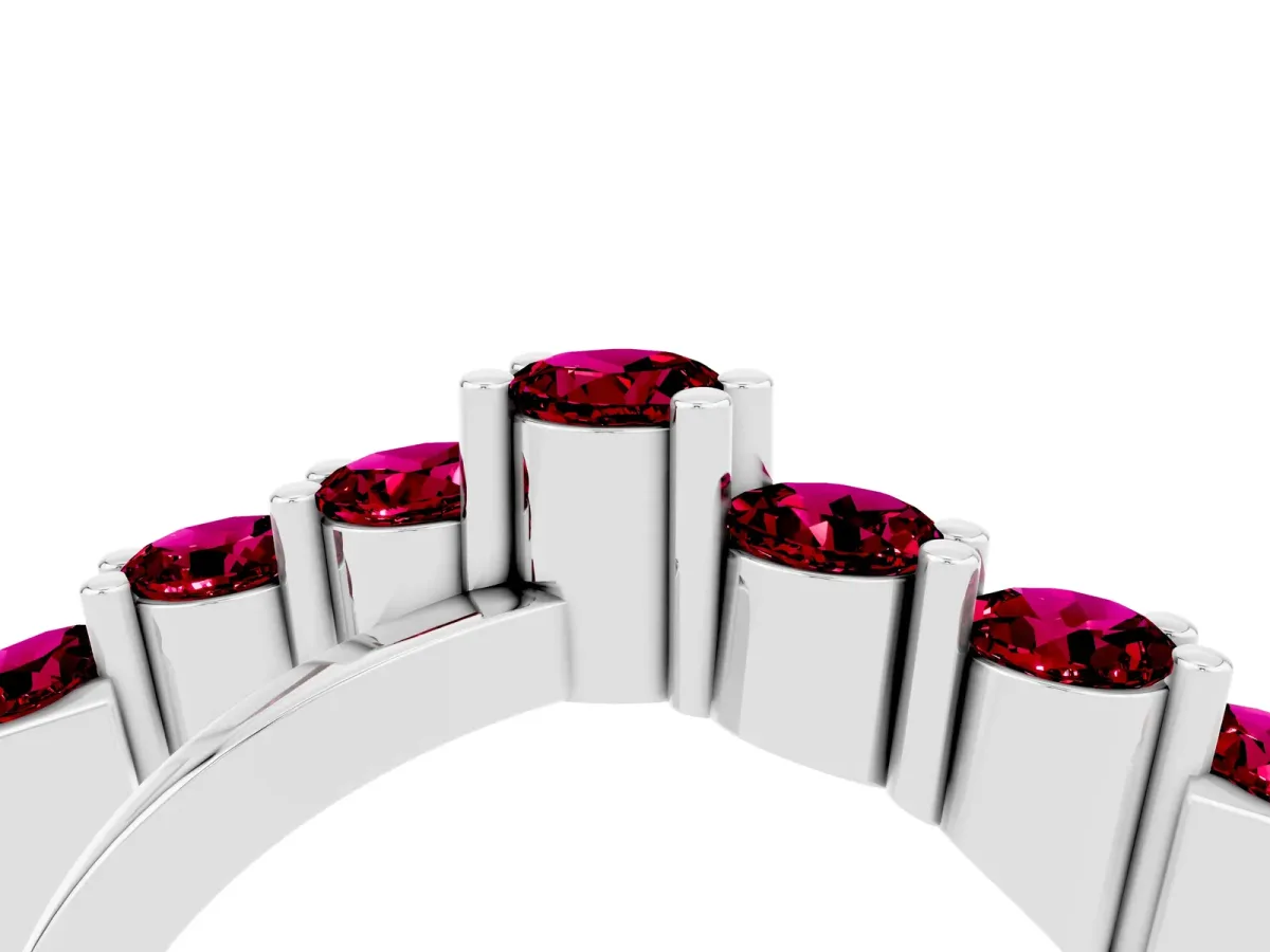 Round Garnet Prong-Set Crossover Band Platinum