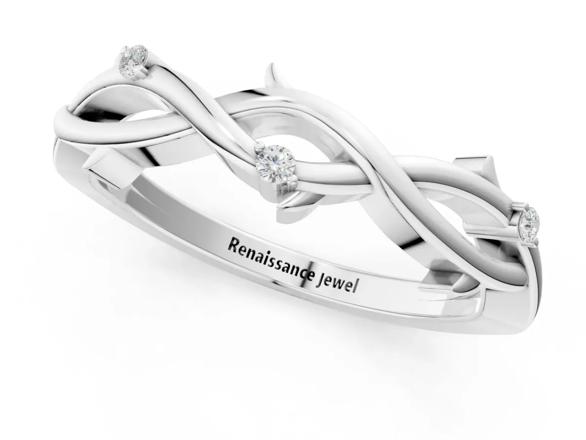 Prong Set Round Diamond Twist Band Platinum