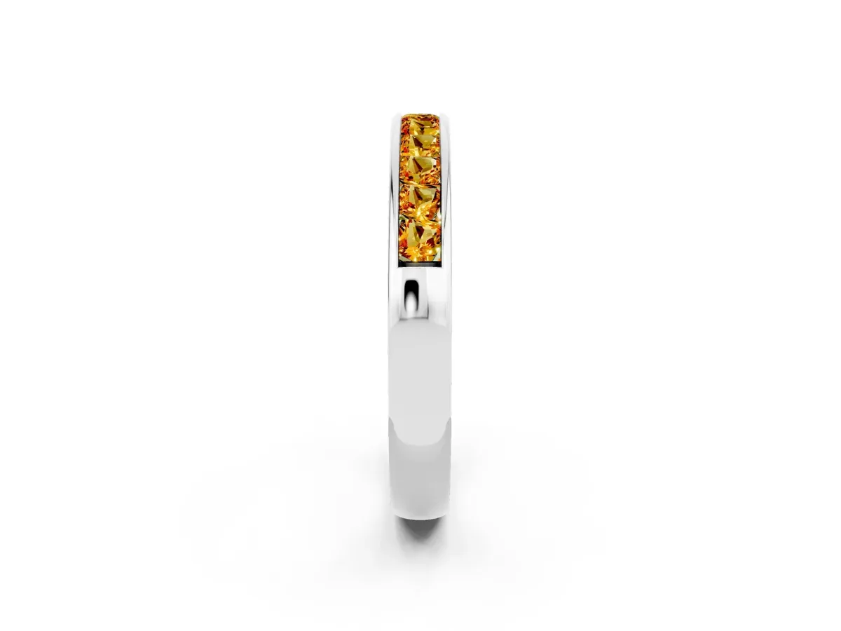 Channel Set Princess Cut Citrine Eternity Band White gold