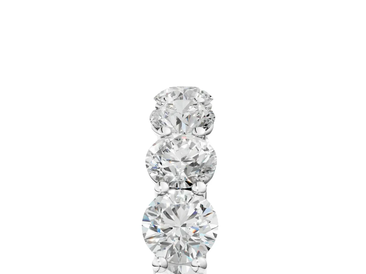 Round Diamond Shared Prong Eternity Band Silver