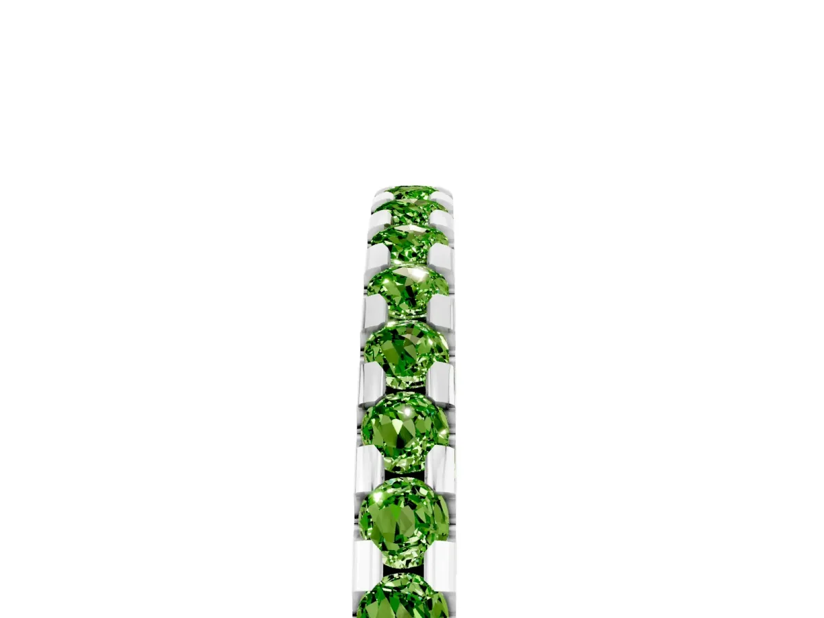 Round Peridot Pavé Set Eternity Band with Micro Prong Setting White gold