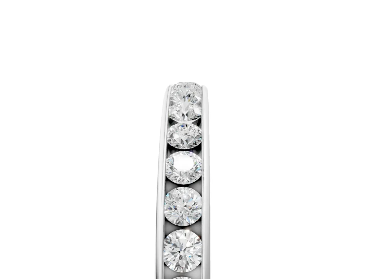 Round Cut Diamond Channel Set Eternity Band Platinum
