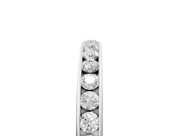 Round Cut Diamond Channel Set Eternity Band Silver