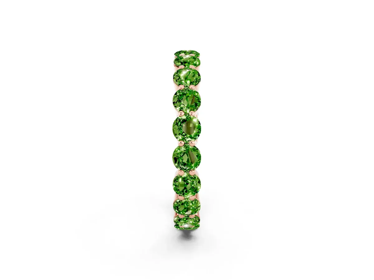Round Peridot Eternity Band with U-Prong Setting Rose gold