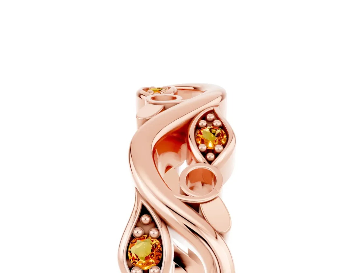 Marquise Citrine Vine Eternity Band with Bezel Setting Rose gold
