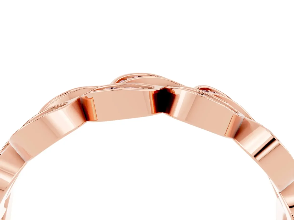 Pavé Round Morganite Interlocking Eternity Band with Bezel Prong Setting Rose gold