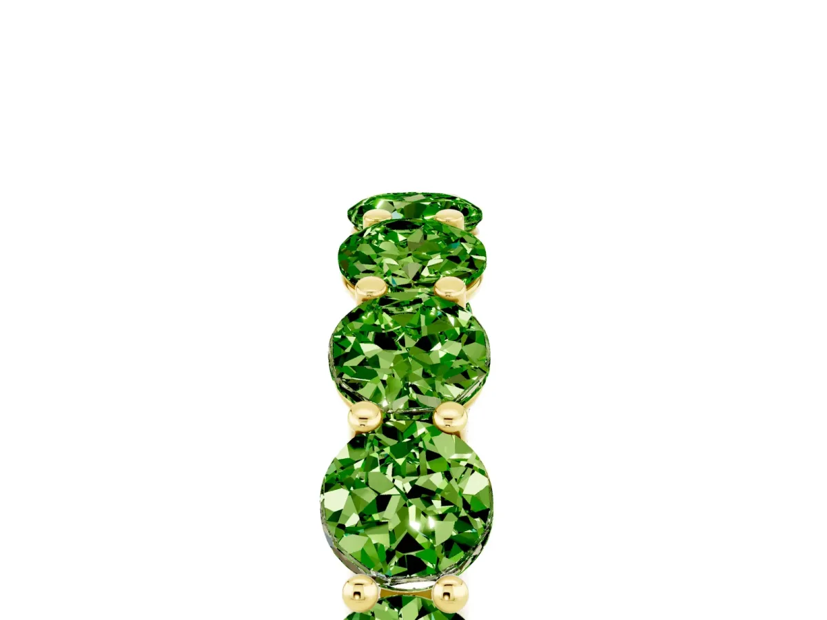 Round Peridot Shared Prong Eternity Band Yellow gold