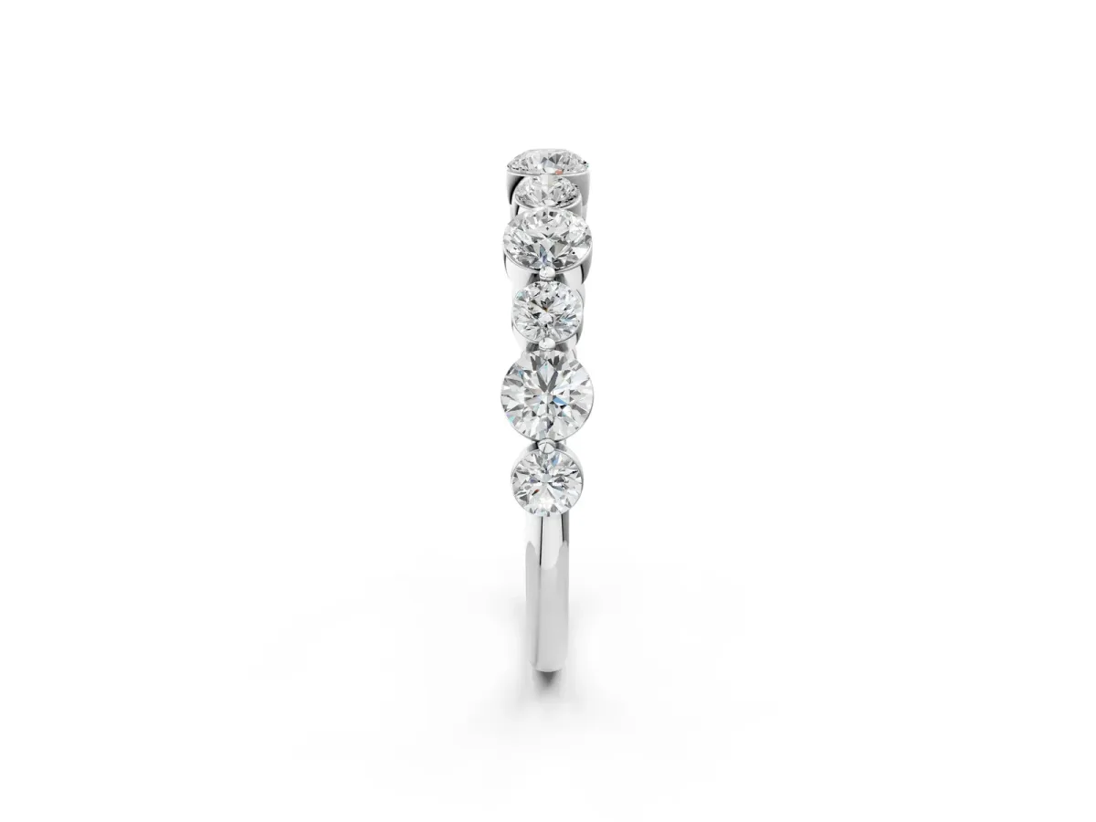Round Diamond Scalloped Prong Set Eternity Band Silver