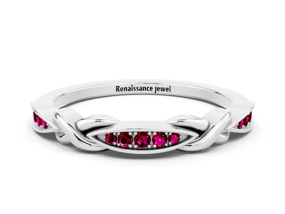 Twisted Marquise Garnet Pavé Band with Shared Prong Setting White gold