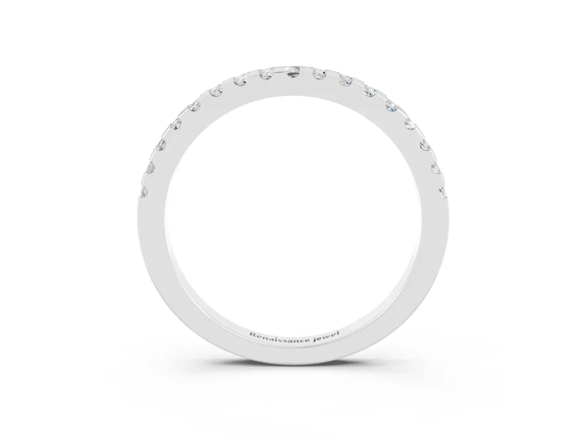 Round Moissanite Pavé Set Eternity Band with Micro Prong Setting White gold