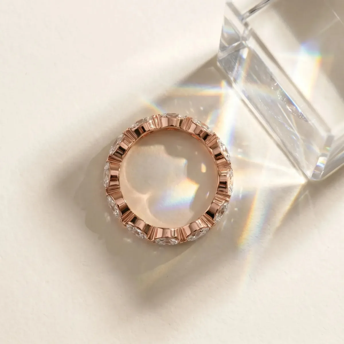 Marquise Diamond Eternity Band with Bezel Setting Rose gold