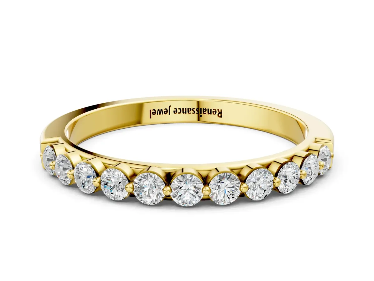 Round Diamond Channel Set Eternity Band Yellow gold