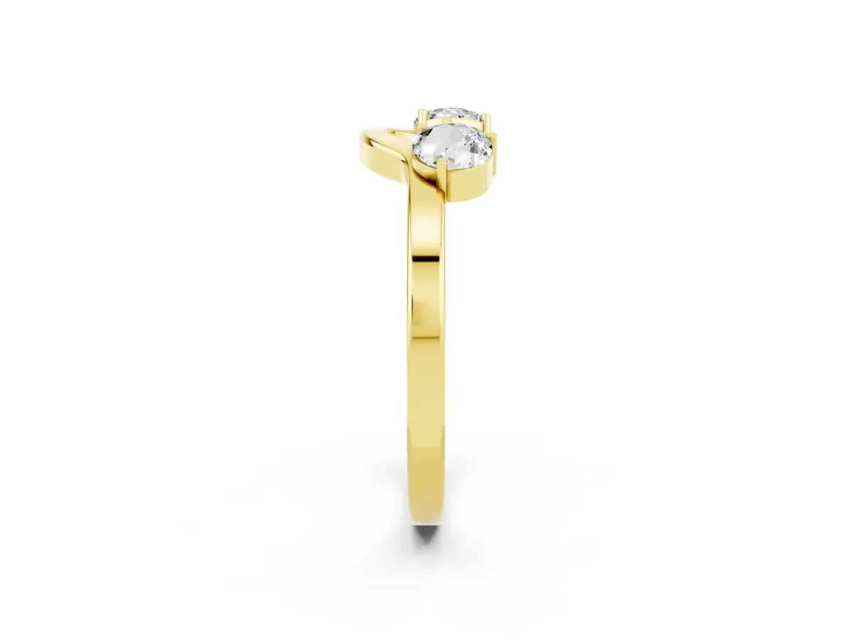 Dual Round Moissanite Open Band Ring with Prong Setting Yellow gold