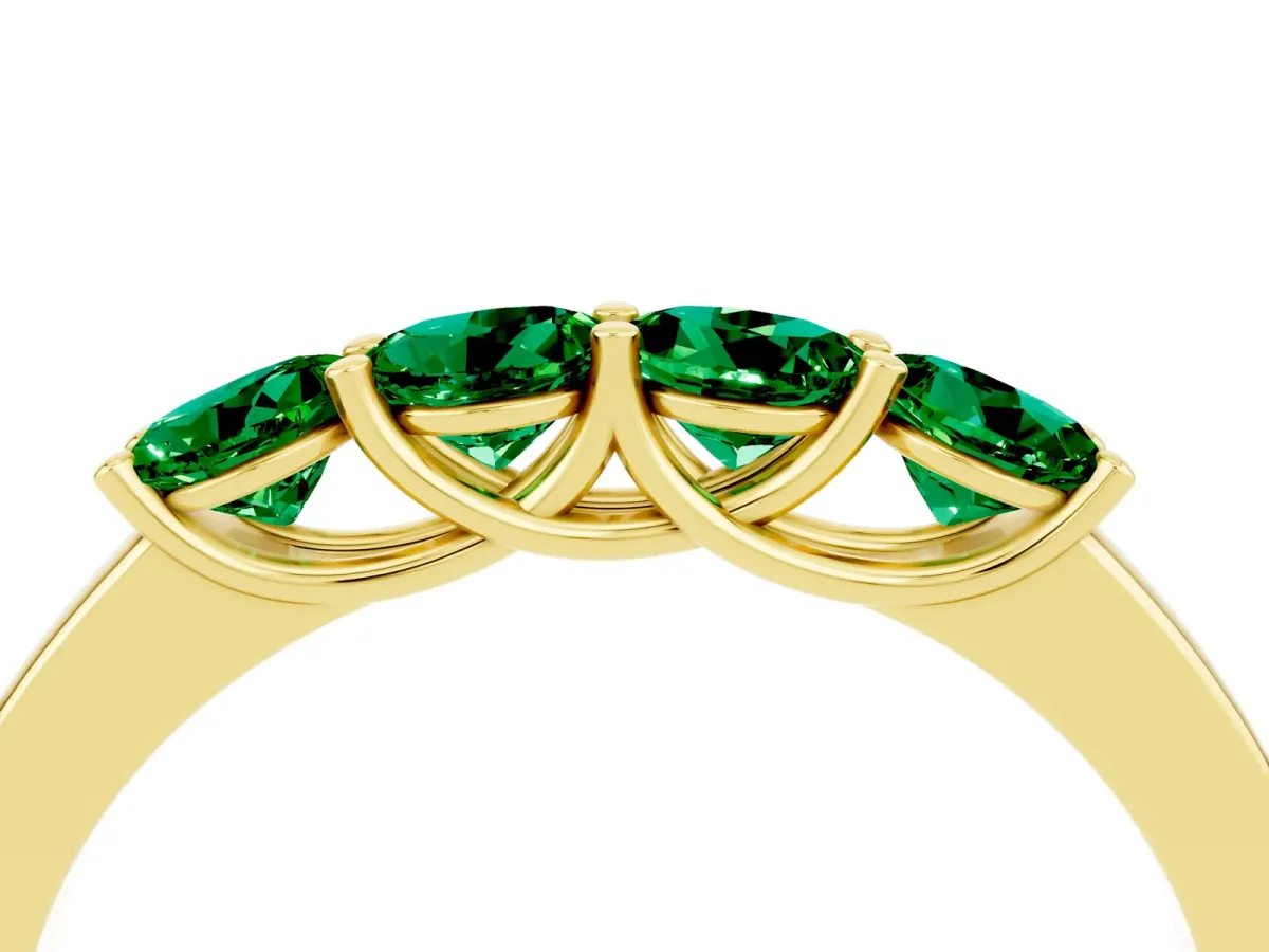 Four-Stone Round Emerald Prong-Set Band Yellow gold