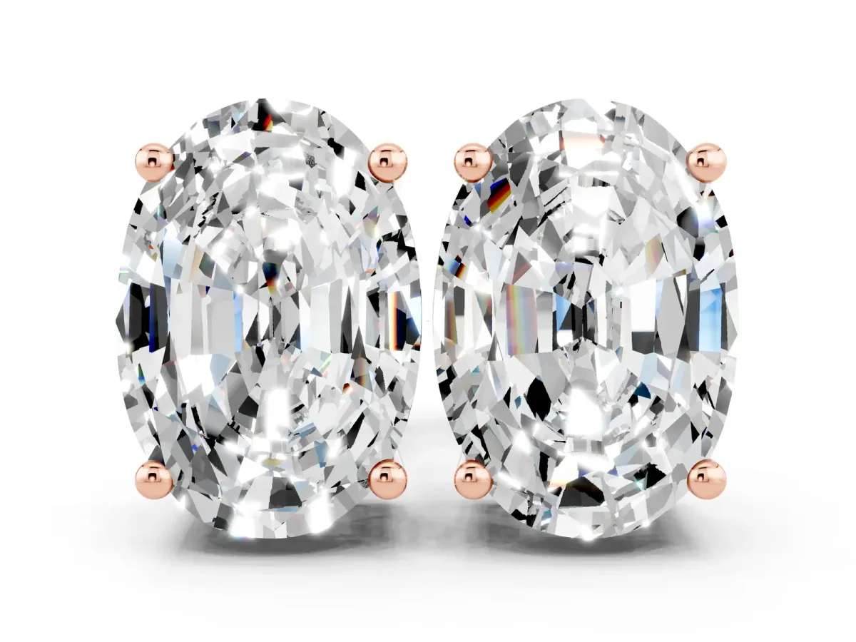 Oval Cut Moissanite Stud Earrings Rose gold