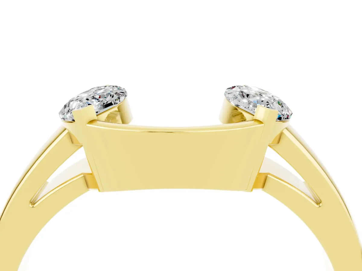 Marquise Moissanite Open Band Ring with Tension Setting Yellow gold