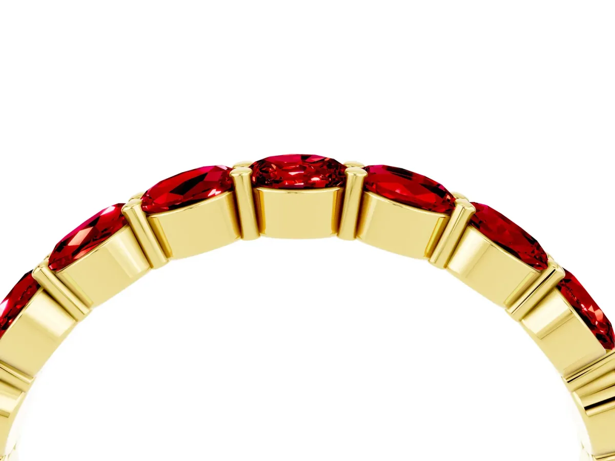 Round Ruby Eternity Band with U-Prong Setting Yellow gold