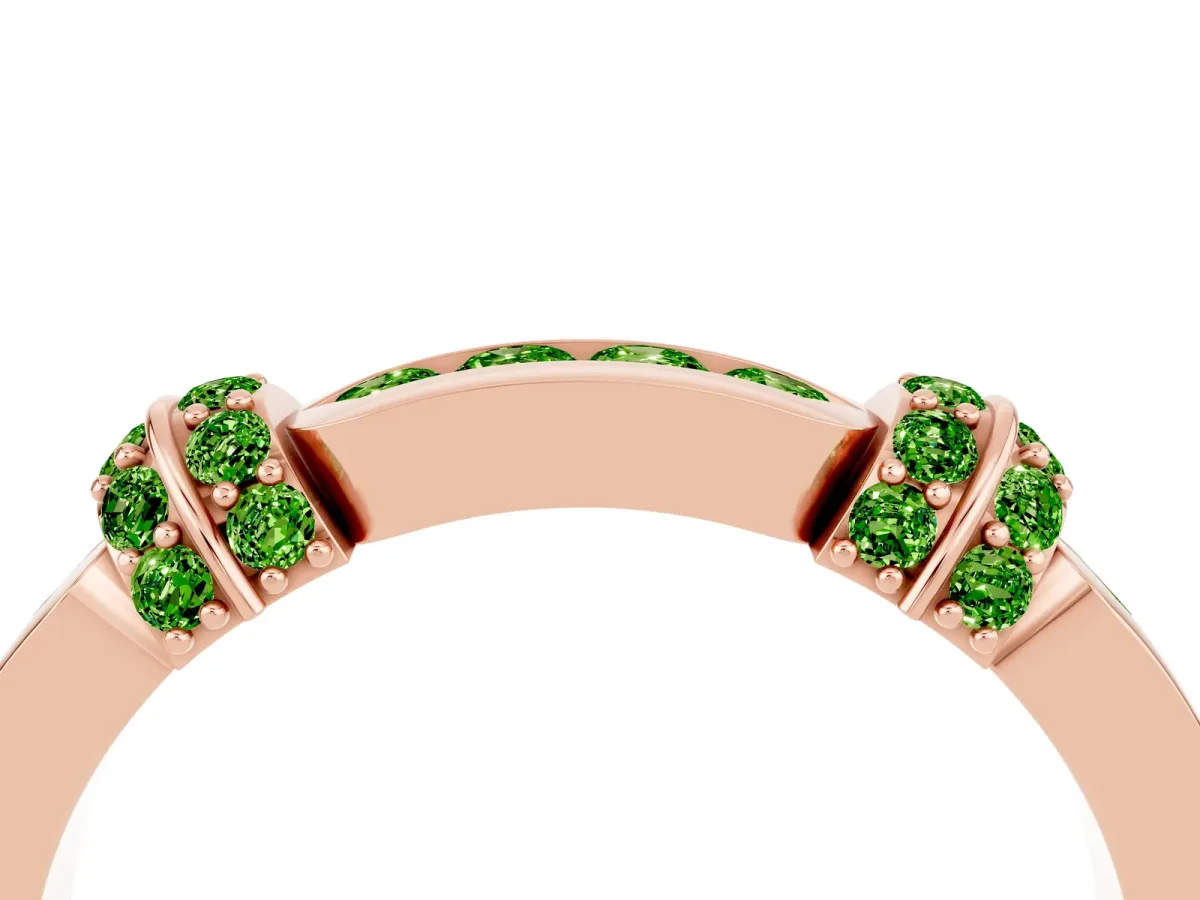 Pavé Round Peridot Link Band with Bezel Setting Rose gold