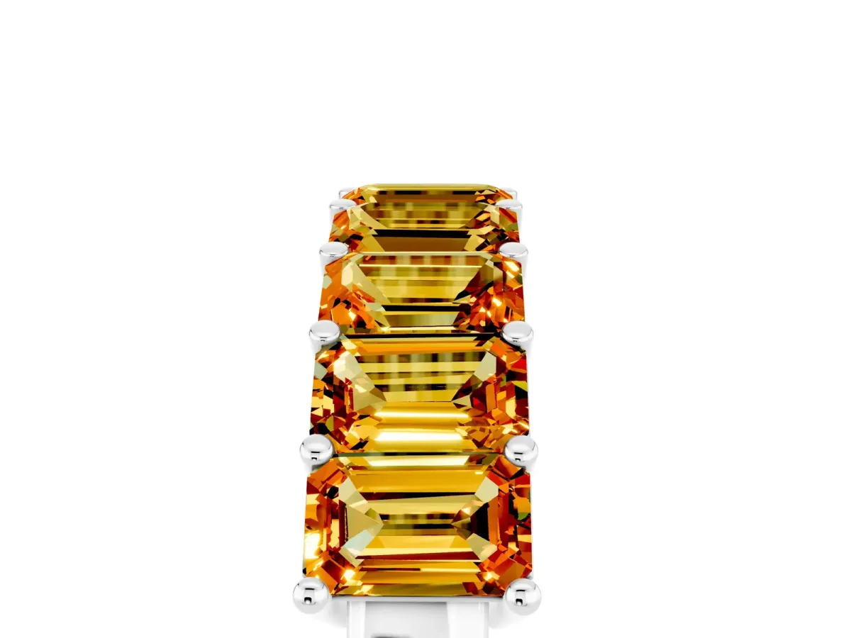 Emerald Cut Citrine Prong-Set Eternity Band White gold