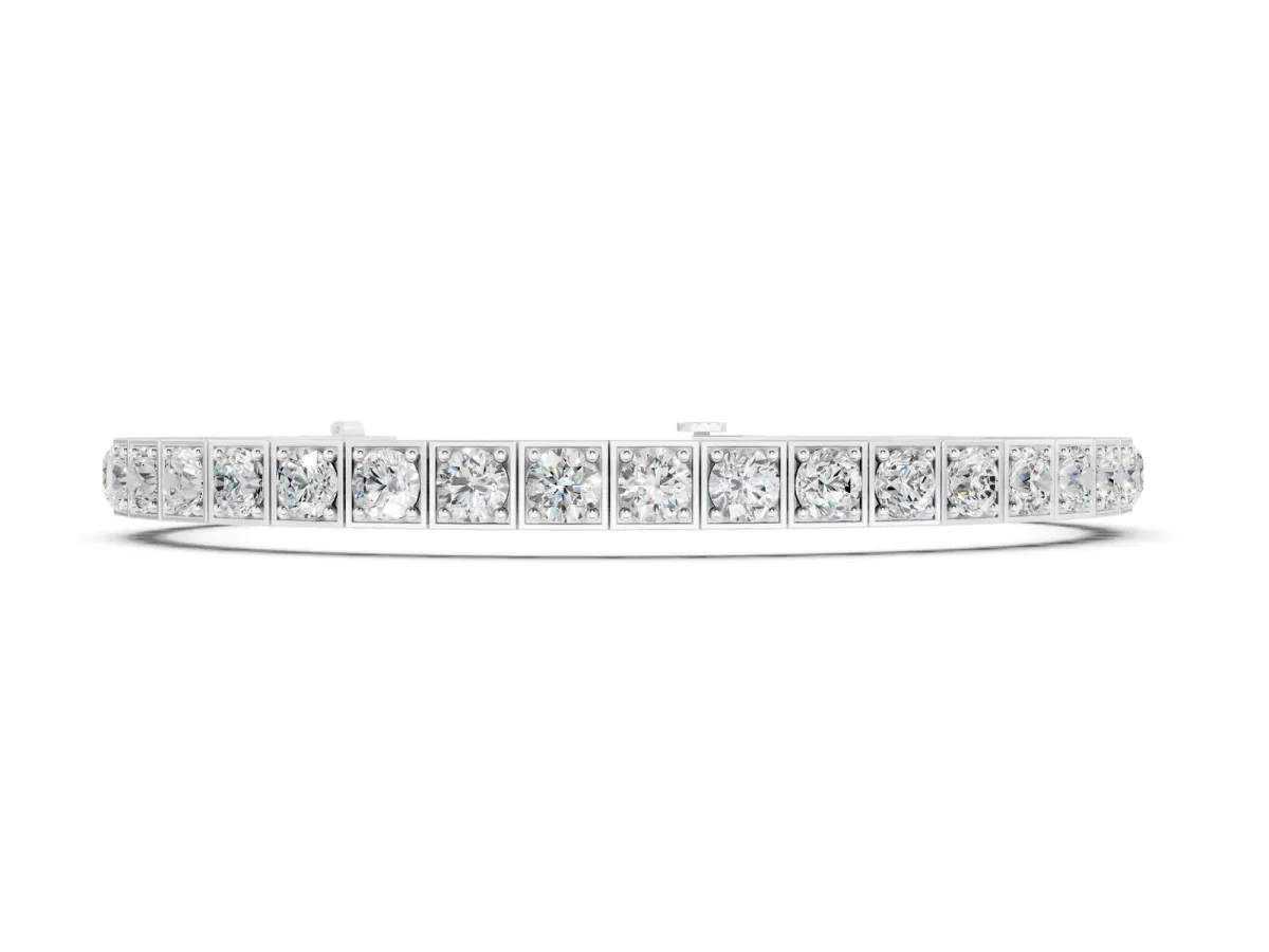 Channel Set Round Diamond Tennis Bracelet with Four-Prong Setting Silver