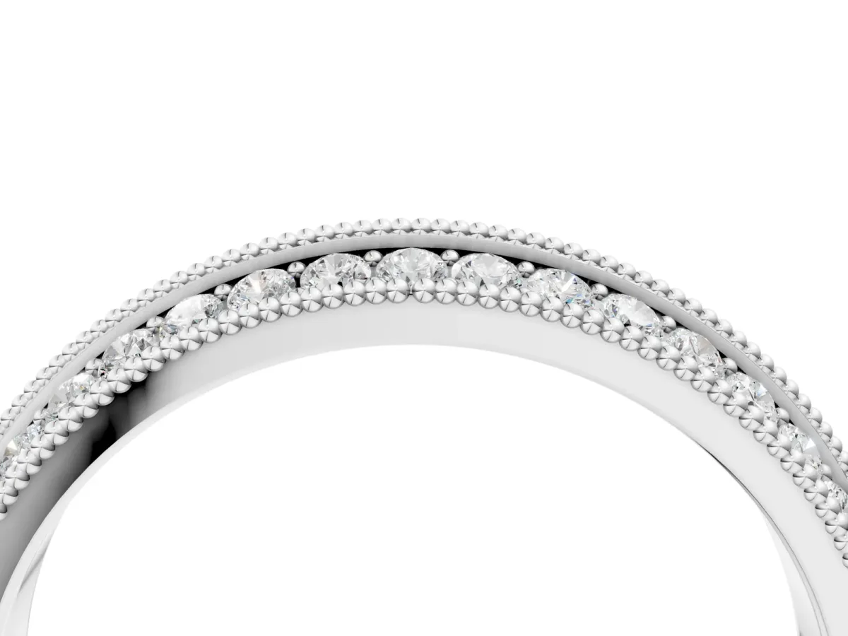 Pavé Round Diamond Milgrain Eternity Band Platinum
